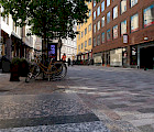 Pedestrian zone with natural stone in Helsinki, Finland